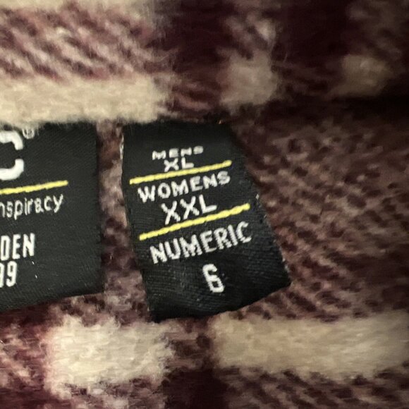 We are the Superlative Conspiracy WESC Shacket Purple Cream Plaid Shirt Jacket - Picture 7 of 11